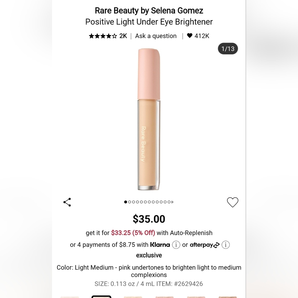 New  Rare Beauty under eye brightener Shade Light Meduim